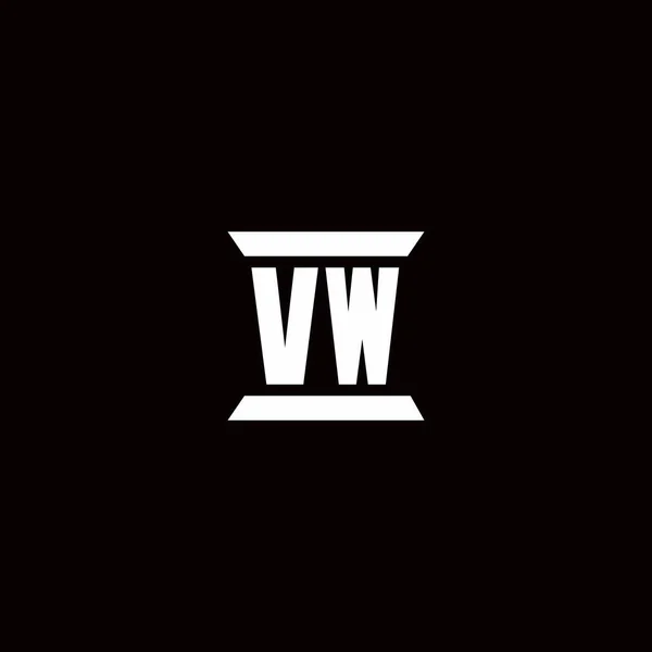 Logo Initial Letter Monogramm Mit Säulenform Design Vorlage Isoliert Schwarzem — Stockvektor