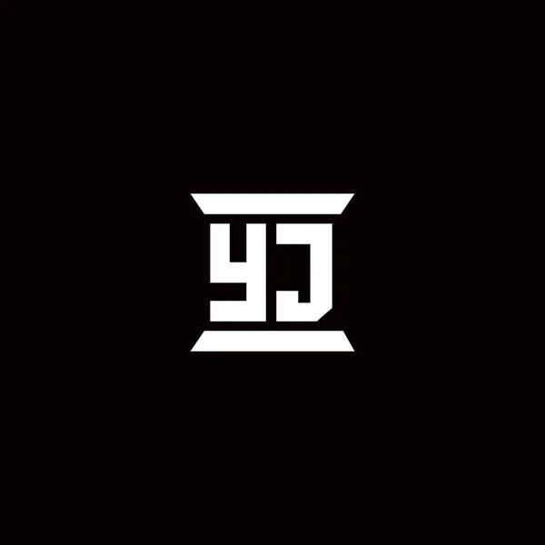 Logo Początkowy Monogram Liter Szablonem Kształtu Filaru Odizolowany Czarnym Tle — Wektor stockowy