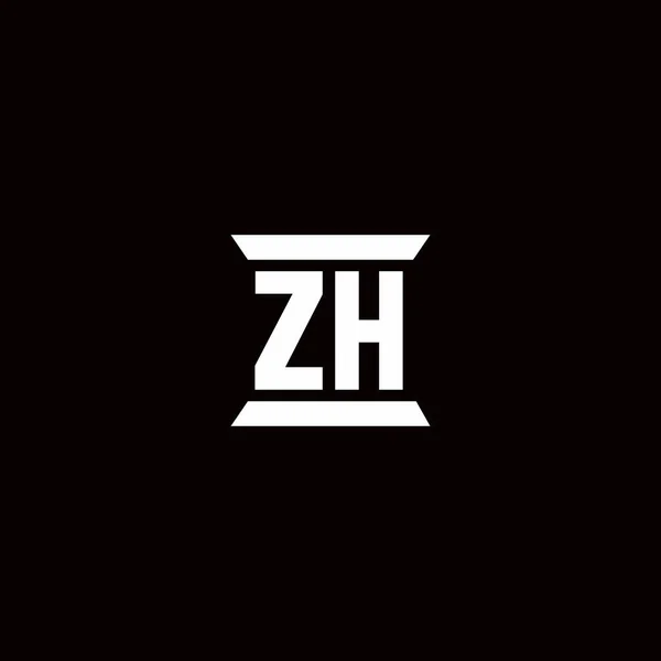 Zh标识首字母单字 柱形设计模板 黑色背景分离 — 图库矢量图片