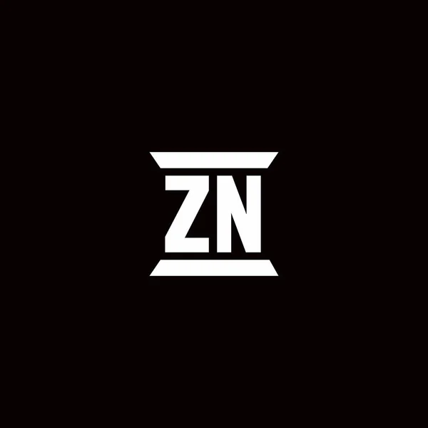 Zn标识首字母单字 柱形设计模板在黑色背景中分离 — 图库矢量图片