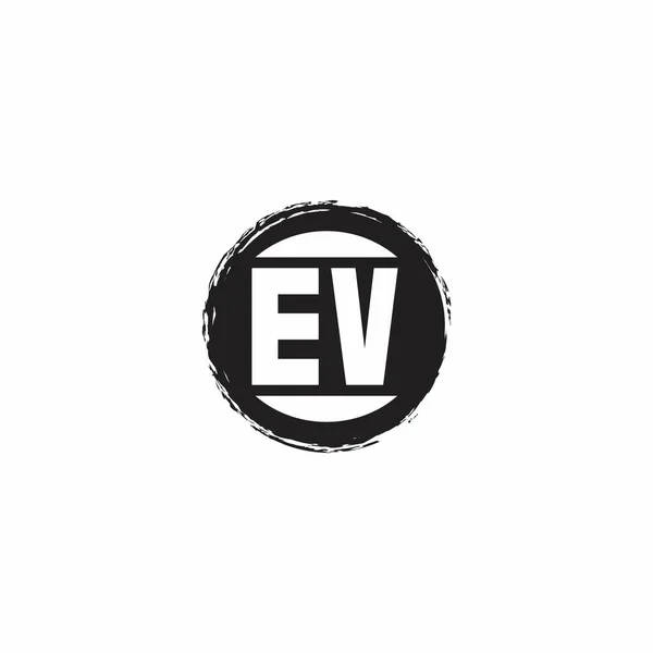 Ev标志初始字母专图 带有白色背景中孤立的简约圆形设计模板 — 图库矢量图片