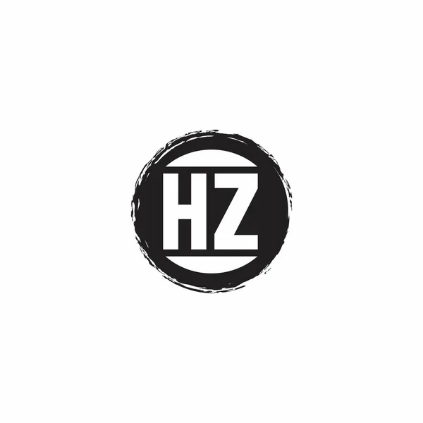 Hzロゴ初期文字白の背景に隔離された抽象的な円形状のデザインテンプレートを持つモノグラム — ストックベクタ