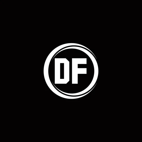 Df标志首字母单字与圆形切片圆形设计模板分离的黑色背景 — 图库矢量图片