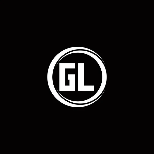 Gl标志首字母单字 圆片圆形设计模板 黑色背景隔离 — 图库矢量图片