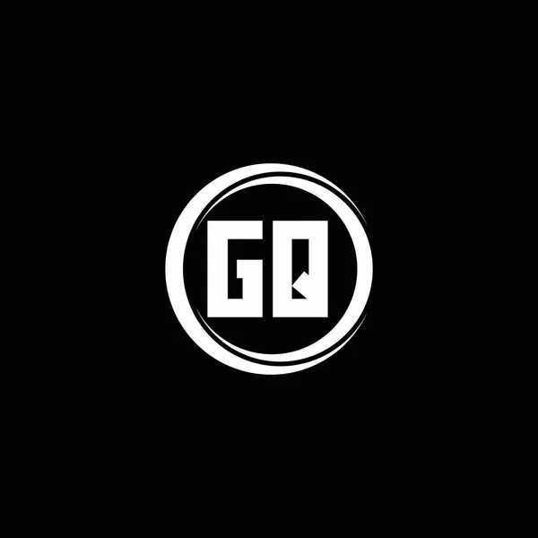 丸スライス丸みを帯びたデザインテンプレート黒の背景に隔離されたGqロゴ初期文字モノグラム — ストックベクタ