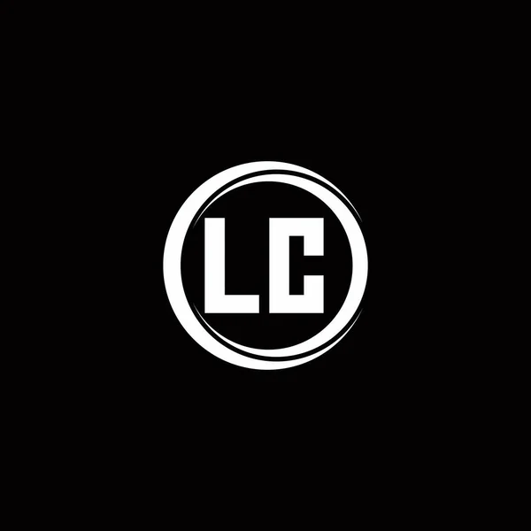 Lc标志首字母单字 圆片圆形设计模板 黑色背景隔离 — 图库矢量图片
