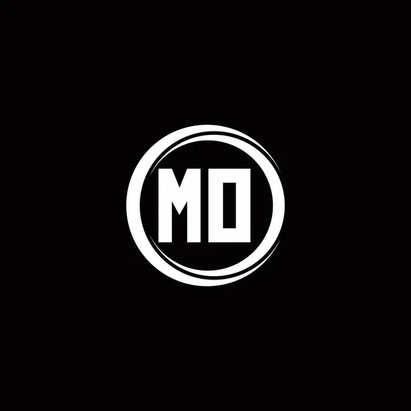 Mo标识首字母单字 圆片圆形设计模板 黑色背景隔离 — 图库矢量图片