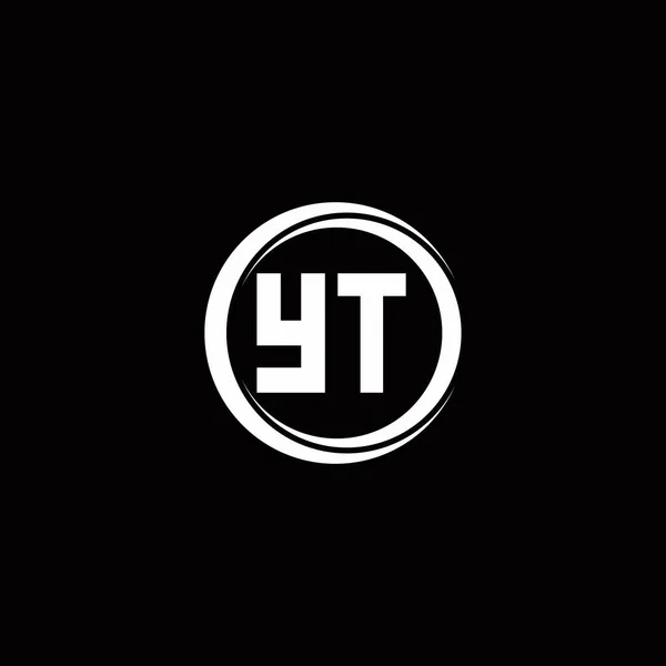 丸スライス丸みを帯びたデザインテンプレート黒の背景に隔離されたYtロゴ初期文字モノグラム — ストックベクタ