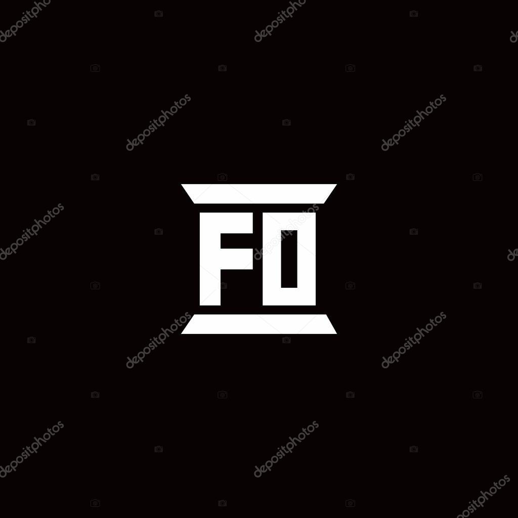 FO logo initial letter monogram with pillar shape design template isolated in black background