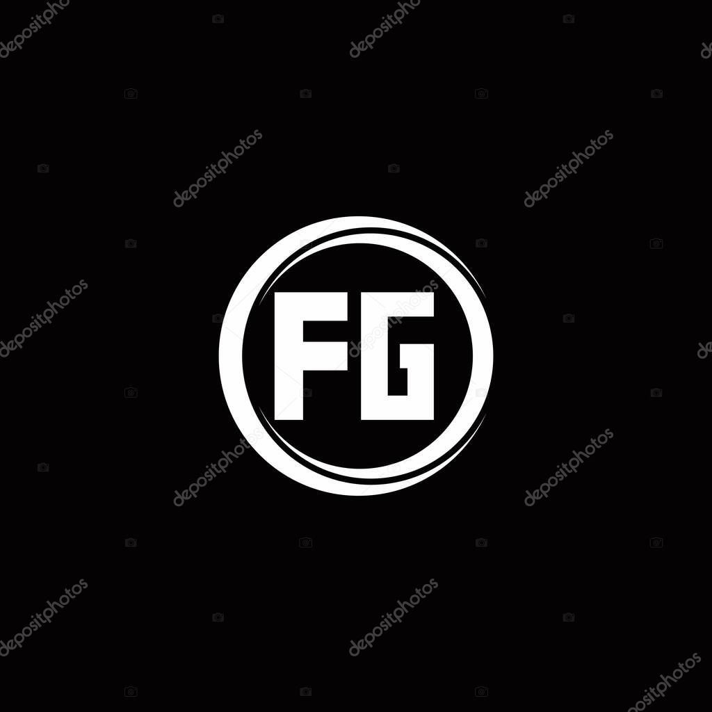 FG logo initial letter monogram with circle slice rounded design template isolated in black background