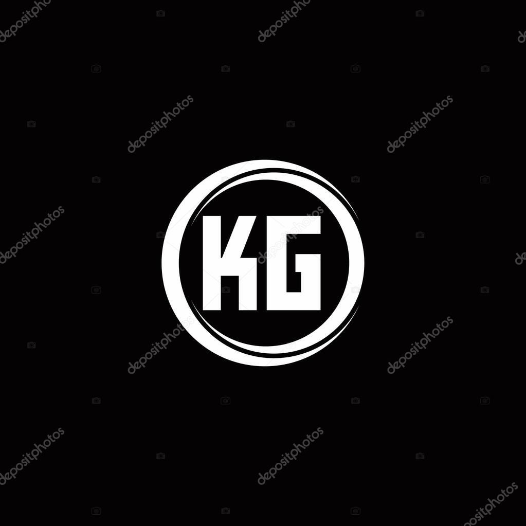 KG logo initial letter monogram with circle slice rounded design template isolated in black background