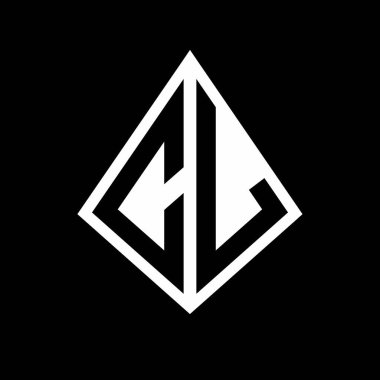 Prizma şekilli tasarım şablonu olan CL logo harfleri monogram.