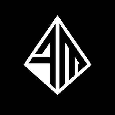 Prizma şekilli tasarım şablon ikonu modern FM logo harfleri.