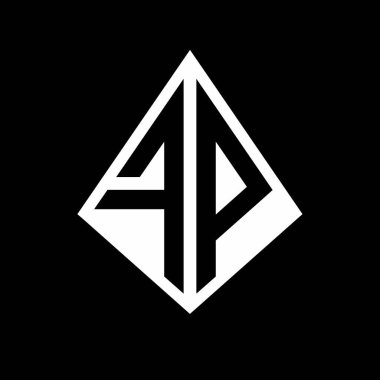 Prizma şekli tasarım şablonu olan FP logo harfleri monogram vektör simgesi modern