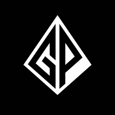 Prizma şekilli tasarım şablonu olan GP harfleri monogram vektör simgesi modern