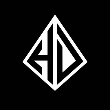 Prizma şekilli tasarım şablonu olan HD logo harfleri monogramı.
