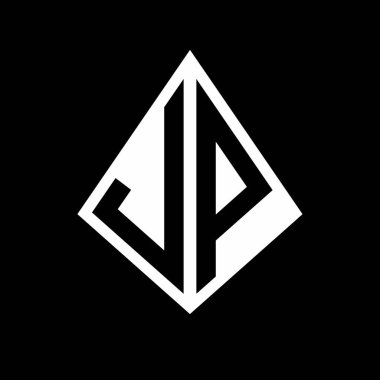Prizma şekilli tasarım şablon ikonu modern JP logo harfleri.