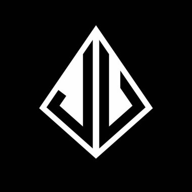Prizma şekilli tasarım şablon ikonu modern JU logo harfleri.