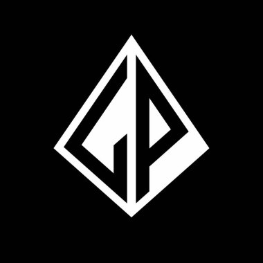 Prizma şekilli tasarım şablonu olan LP harfleri monogram vektör simgesi modern