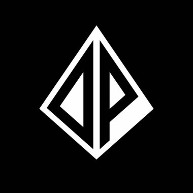 Prizma şekilli tasarım şablon ikonu modern OP logo harfleri.