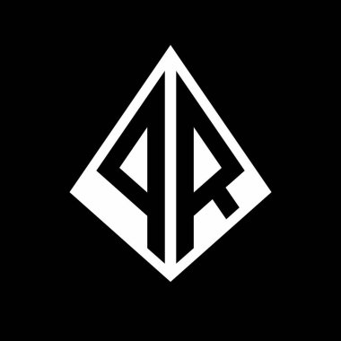 Prizma şekilli tasarım şablonu olan PR logo harfleri monogram vektör simgesi modern