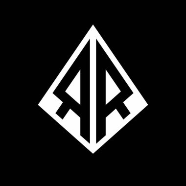 Prizma şekilli tasarım şablon ikonu modern RR logo harfleri.