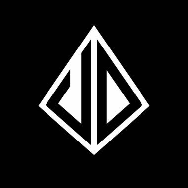 Prizma şekilli tasarım şablonu olan UO logo harfleri monogramı.