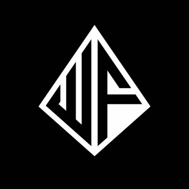 WF logo harfleri prizma şekilli tasarım şablon ikonu modern monogram