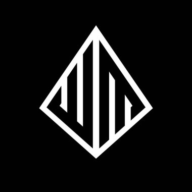 WM logo harfleri prizma şekilli tasarım şablon ikonu modern