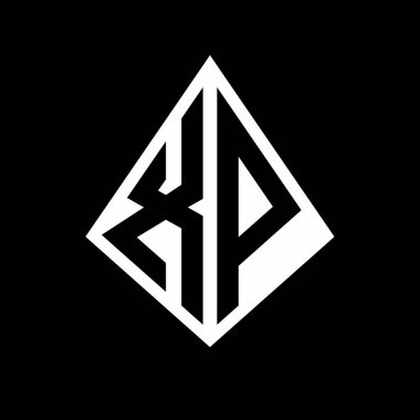 Prizma şekilli tasarım şablonu olan XP logo harfleri monogram.