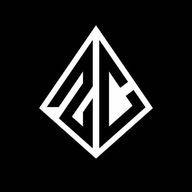 Prizma şekilli tasarım şablon ikonu olan ZC logo harfleri monogram modern