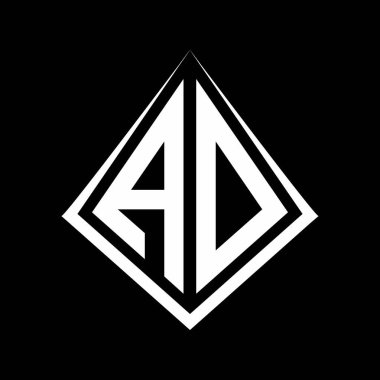 Prizma şekilli tasarım şablonu olan AO harfleri monogram vektör simgesi modern