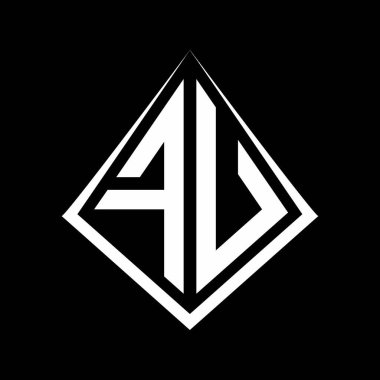 Prizma şekilli tasarım şablon ikonu modern FU logo harfleri.