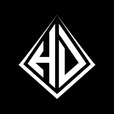 Prizma şekilli tasarım şablonu olan HD logo harfleri monogramı.
