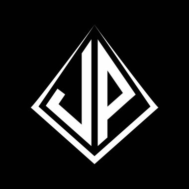 Prizma şekilli tasarım şablon ikonu modern JP logo harfleri.