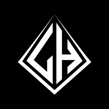 LH logo harfleri prizma şekilli tasarım şablon ikonu modern monogram