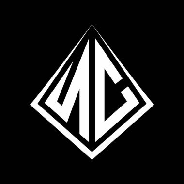 Prizma şekilli tasarım şablonu olan NC logo harfleri monogramı.