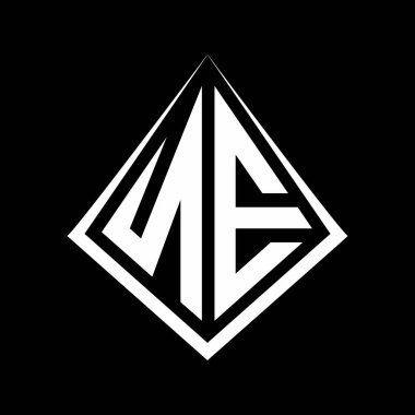 NE logo harfleri prizma şekilli tasarım şablon ikonu modern