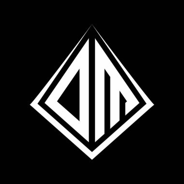 Prizma şekilli tasarım şablon ikonu modern OM harfleri harfleri.