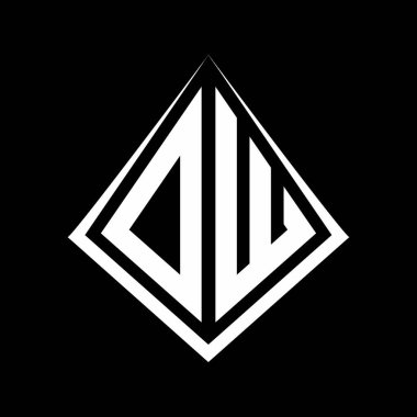 Prizma şekilli tasarım şablon ikonu modern OW logo harfleri