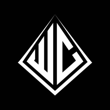 WC logo harfleri prizma şekilli tasarım şablon ikonu modern