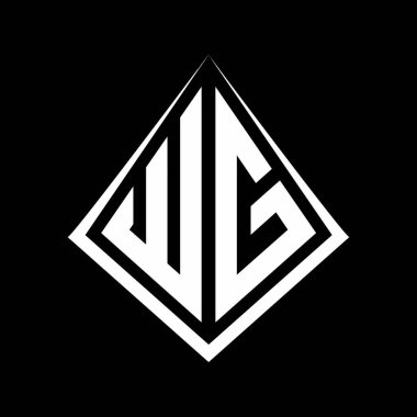 Prizma şekilli tasarım şablonu olan WG logo harfleri monogramı.