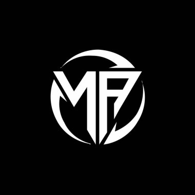 Siyah arkaplanda izole edilmiş üçgen şekilli ve yuvarlak dizayn şablonlu NA logosu