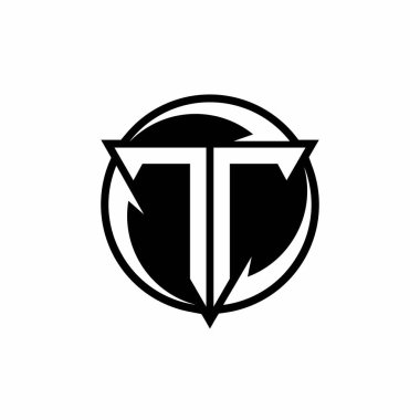 Üçgen şekilli TT logosu ve beyaz arkaplanda izole edilmiş yuvarlak tasarım şablonu