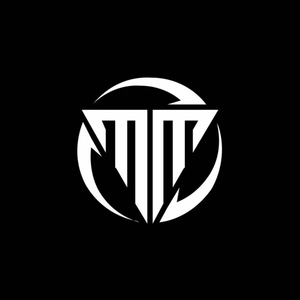 Logo Trojúhelníkovým Tvarem Zakulaceným Designem Šablony Izolované Černém Pozadí — Stockový vektor