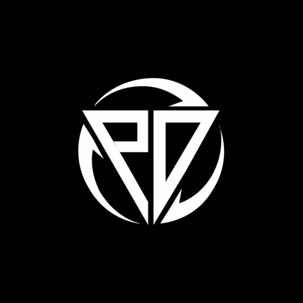 Logotipo Con Forma Triángulo Círculo Redondeado Plantilla Diseño Aislado Sobre — Vector de stock