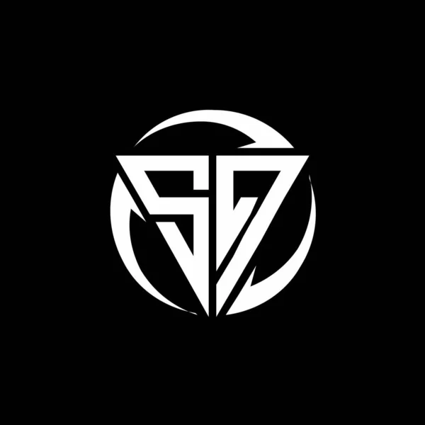 Logo Formă Triunghiulară Șablon Design Rotunjit Izolat Fundal Negru — Vector de stoc