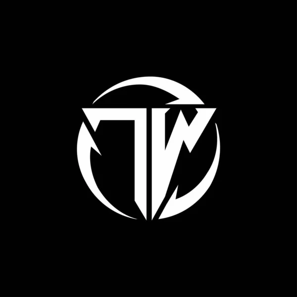 Logo Trojúhelníkovým Tvarem Kruhovým Zakulaceným Designem Šablony Izolované Černém Pozadí — Stockový vektor