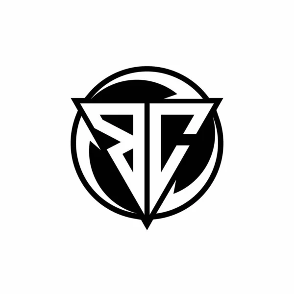 Logotipo Com Forma Triângulo Círculo Arredondado Modelo Design Isolado Fundo — Vetor de Stock