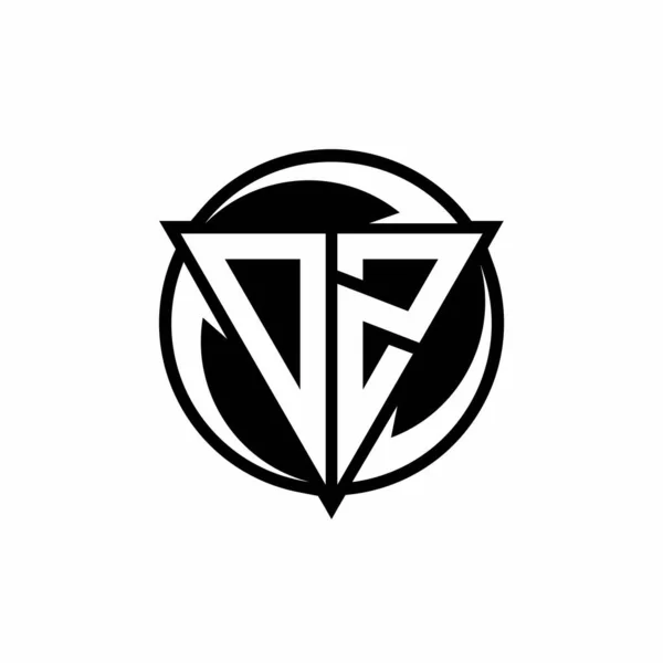 Logotipo Com Forma Triângulo Modelo Design Arredondado Círculo Isolado Fundo — Vetor de Stock